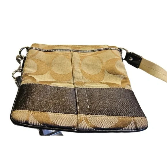 Coach Signature Brown/Tan Jacquard Crossbody Shoulder/Handbag - Picture 6 of 6